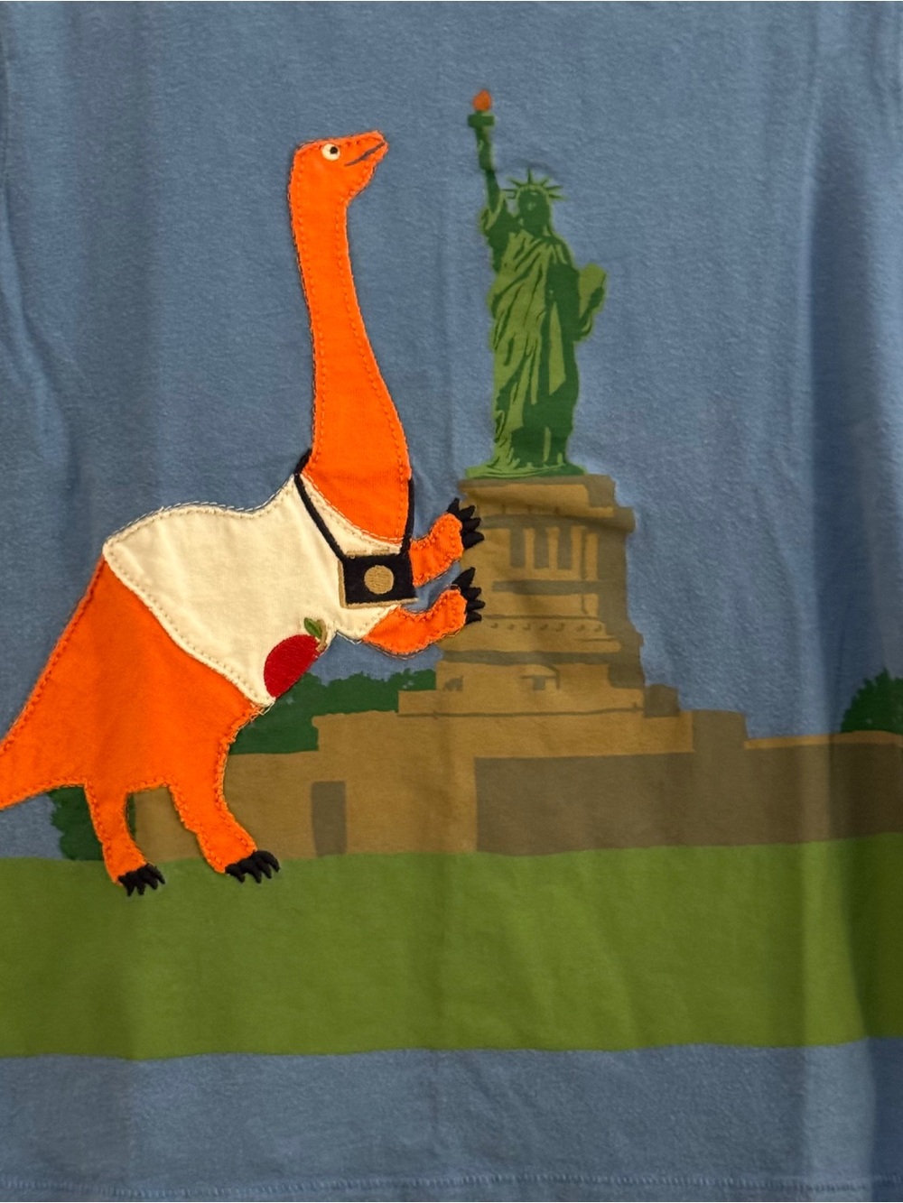 Mini Boden Baby Boy Blue with Orange Dinosaurio and Liberty Statue Short Sleeve - Picture 4 of 11
